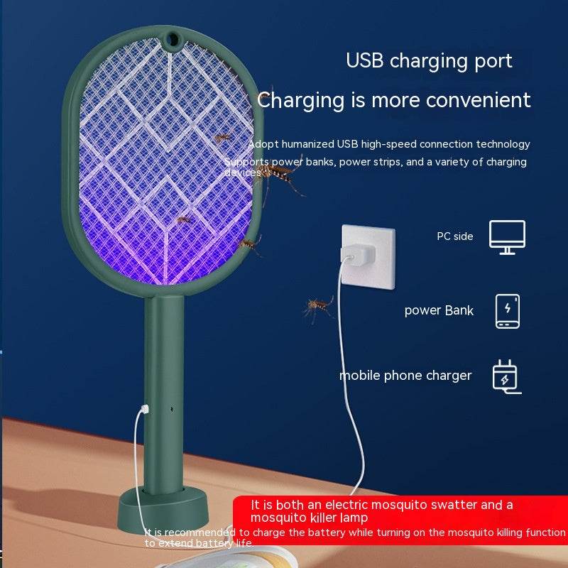 Electric Mosquito Swatter Rechargeable Household Mosquito Killer Lamp - Mubimart