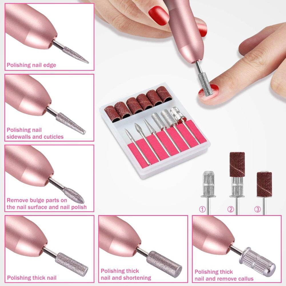 Electric Nail Drill Machine Manicure Machine Set USB Charging Mill Cutter For Manicure Nail File Pedicure Tool Nail Drill Set - Mubimart