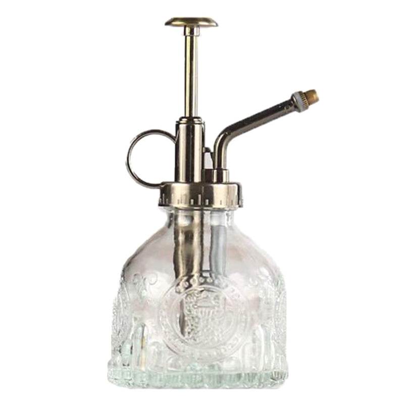 Embossed Glass Bottle Watering Flower Watering Can Shower Gardening Glass Small Spray - Mubimart