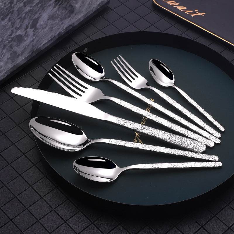 Embossed Textured Handle Steak Cutlery Western Cutlery - Mubimart