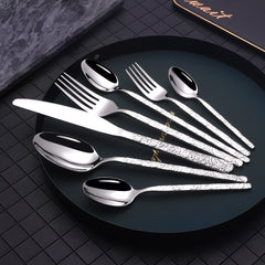 Embossed Textured Handle Steak Cutlery Western Cutlery - Mubimart -  