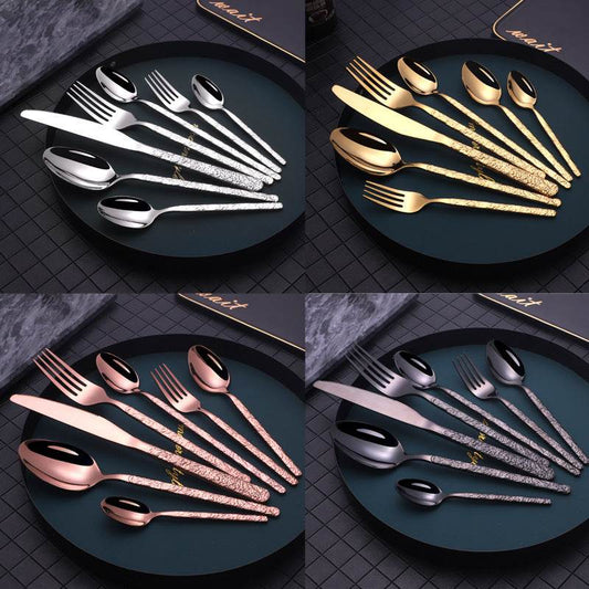 Embossed Textured Handle Steak Cutlery Western Cutlery - Mubimart