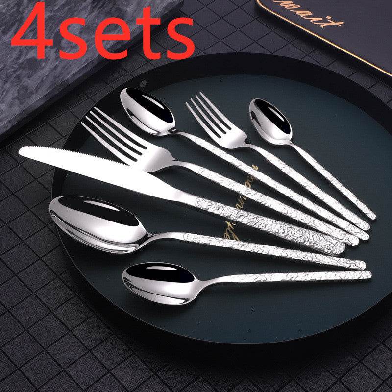 Embossed Textured Handle Steak Cutlery Western Cutlery - Mubimart