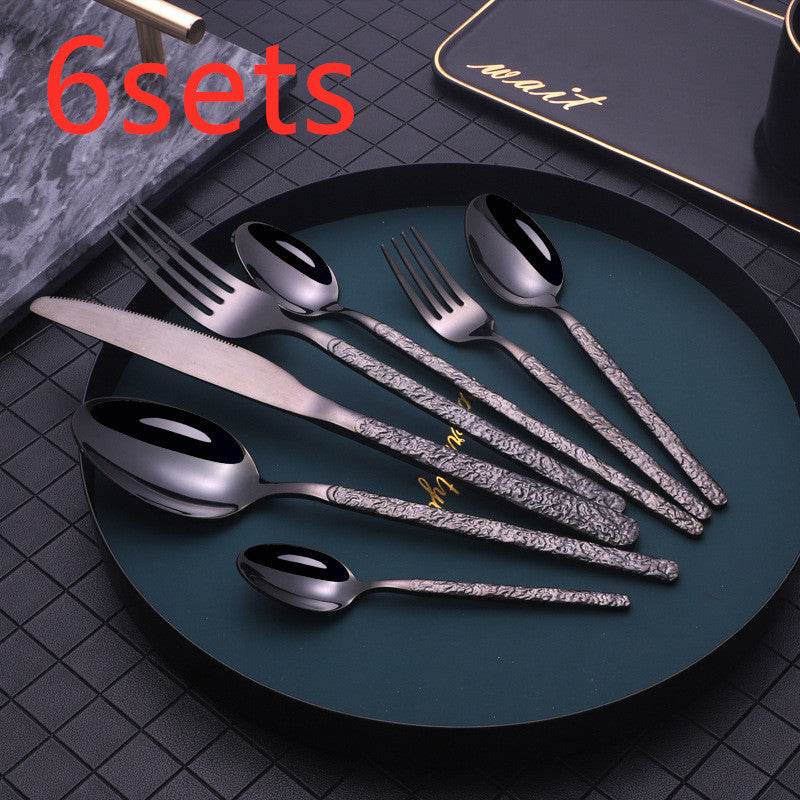 Embossed Textured Handle Steak Cutlery Western Cutlery - Mubimart