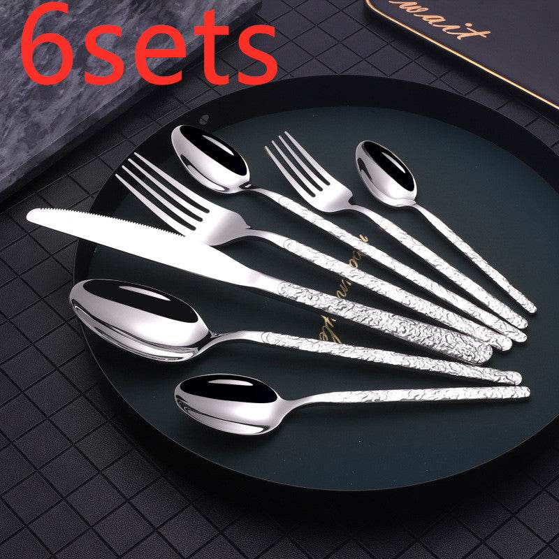 Embossed Textured Handle Steak Cutlery Western Cutlery - Mubimart