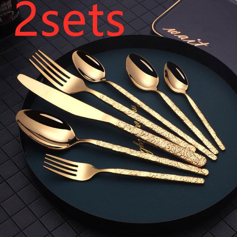 Embossed Textured Handle Steak Cutlery Western Cutlery - Mubimart