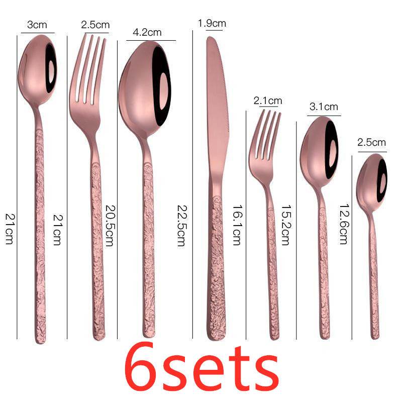Embossed Textured Handle Steak Cutlery Western Cutlery - Mubimart