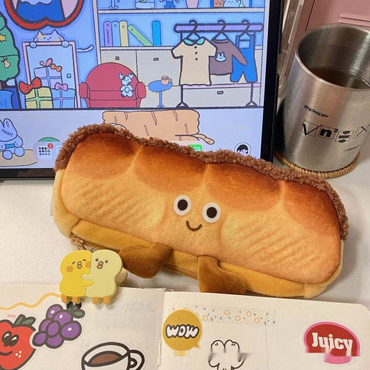 Emotional Toast Bread Plush Stationery Box - Mubimart