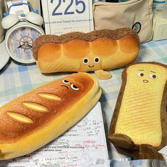 Emotional Toast Bread Plush Stationery Box - Mubimart