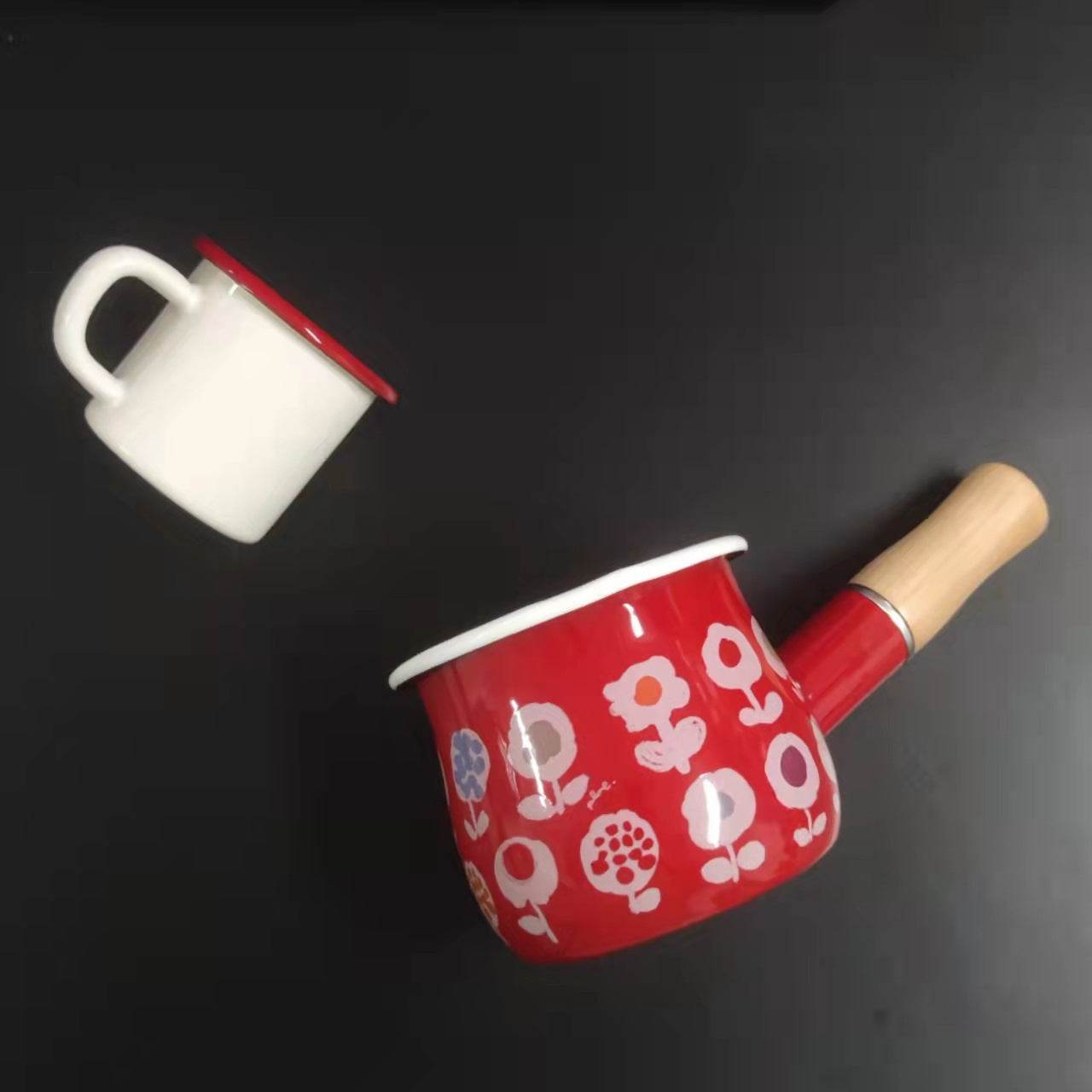 Enamel Milk Mini Enamel Pot Induction Cooker Flame - Mubimart