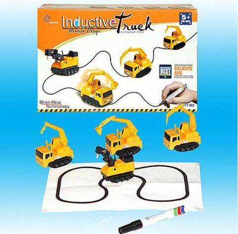 Engineering Vehicles Mini Magic Toy Truck Children's Inductive Truck Toys Figure Tank Car Pen Draw Lines Induction Rail Car - Mubimart