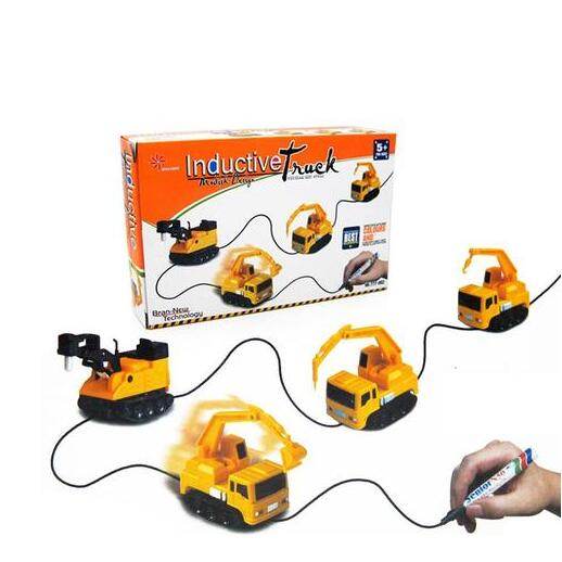 Engineering Vehicles Mini Magic Toy Truck Children's Inductive Truck Toys Figure Tank Car Pen Draw Lines Induction Rail Car - Mubimart