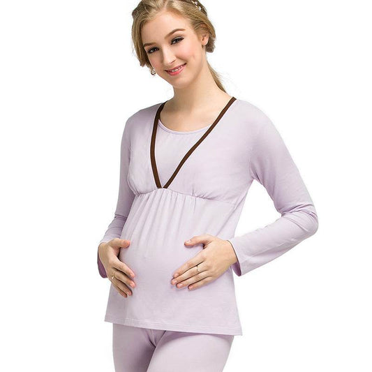 Enjoy the winter pregnant pregnant women pregnant women suit long johns lactation clothes suit feeding pajamas Home Furnishing confinement suit - Mubimart