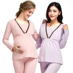 Enjoy the winter pregnant pregnant women pregnant women suit long johns lactation clothes suit feeding pajamas Home Furnishing confinement suit - Mubimart - Maternity Cloth 