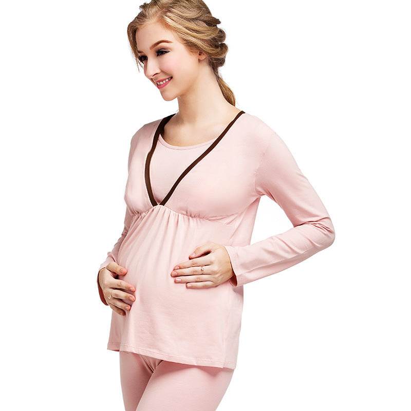 Enjoy the winter pregnant pregnant women pregnant women suit long johns lactation clothes suit feeding pajamas Home Furnishing confinement suit - Mubimart