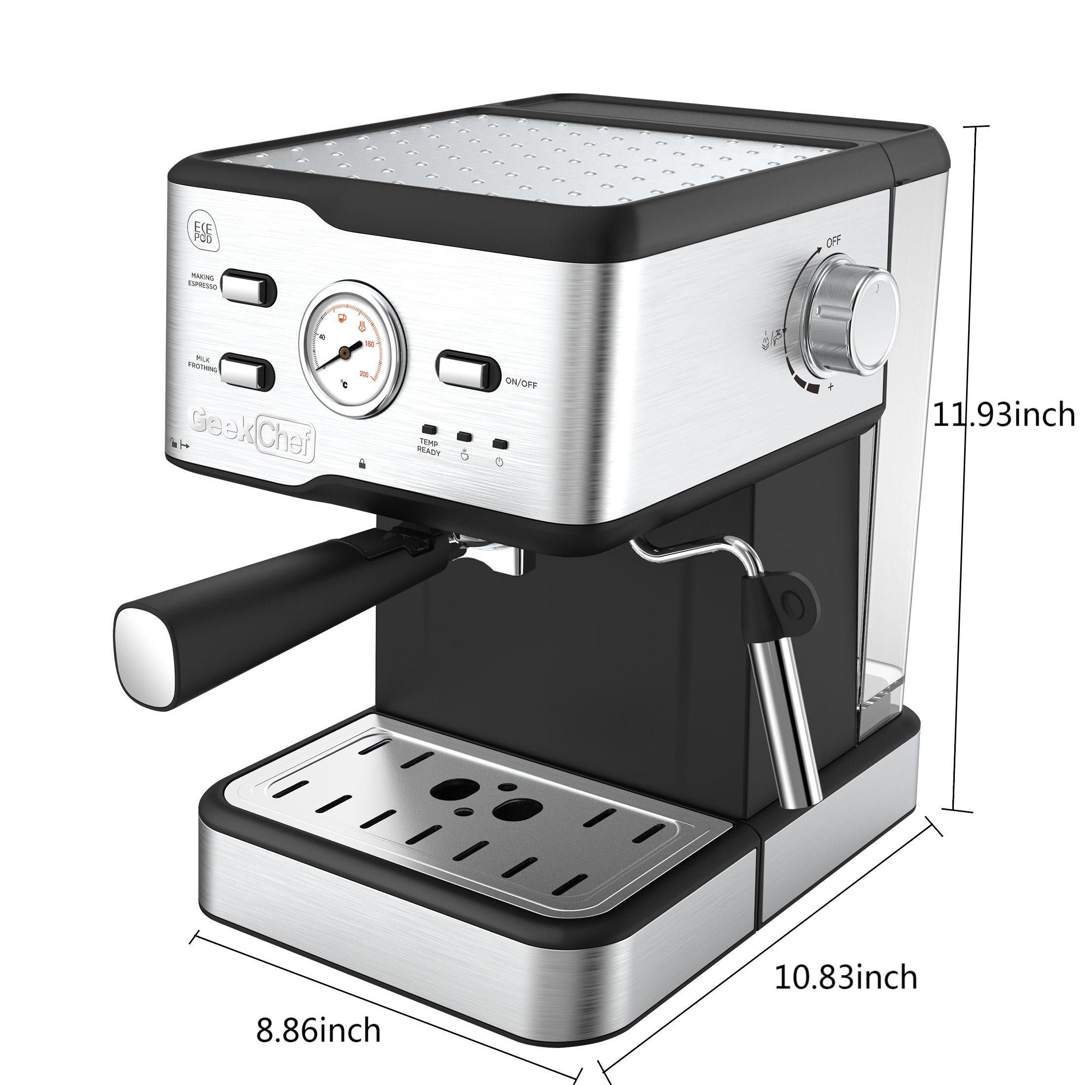 Espresso Machine 20 Bar Pressure Cappuccino Latte Maker Coffee Machine With ESE POD Filter&Milk Frother Steam Wand&thermometer, 1.5L Water Tank, Stainless Steel Espresso Ban On Amazon - Mubimart -  