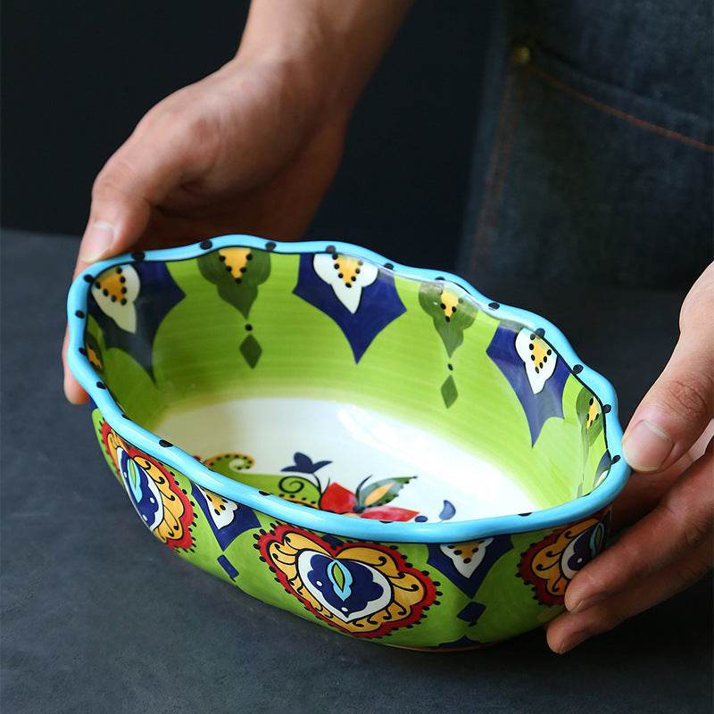 European And American Creative Ceramic Bowl, Salad Bowl, Dessert Bowl, Household Special-Shaped Bowl, New Style European Tableware, Large Fruit Bowl - Mubimart