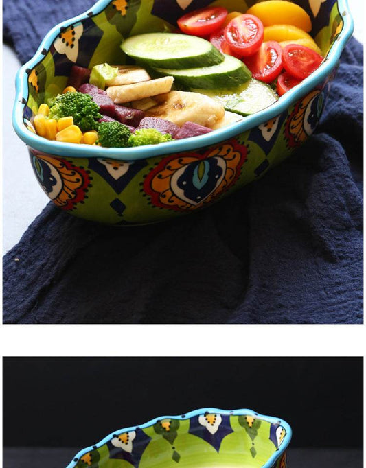 European And American Creative Ceramic Bowl, Salad Bowl, Dessert Bowl, Household Special-Shaped Bowl, New Style European Tableware, Large Fruit Bowl - Mubimart