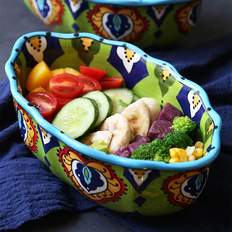 European And American Creative Ceramic Bowl, Salad Bowl, Dessert Bowl, Household Special-Shaped Bowl, New Style European Tableware, Large Fruit Bowl - Mubimart