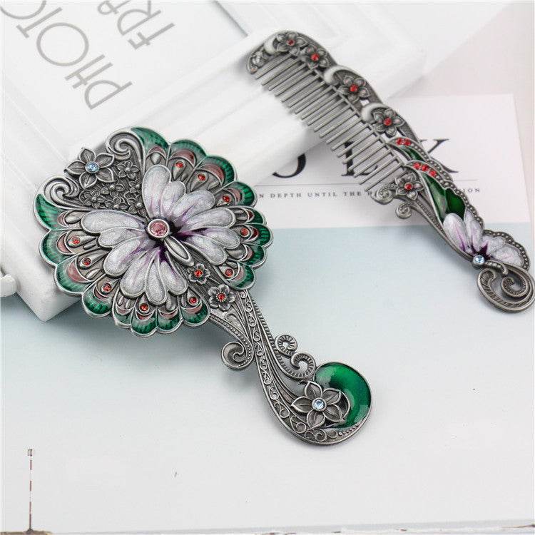 European Retro Butterfly Hand-hold Mirror Gift Set Portable Portable - Mubimart
