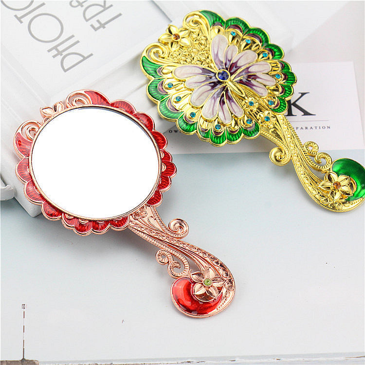 European Retro Butterfly Hand-hold Mirror Gift Set Portable Portable - Mubimart -  