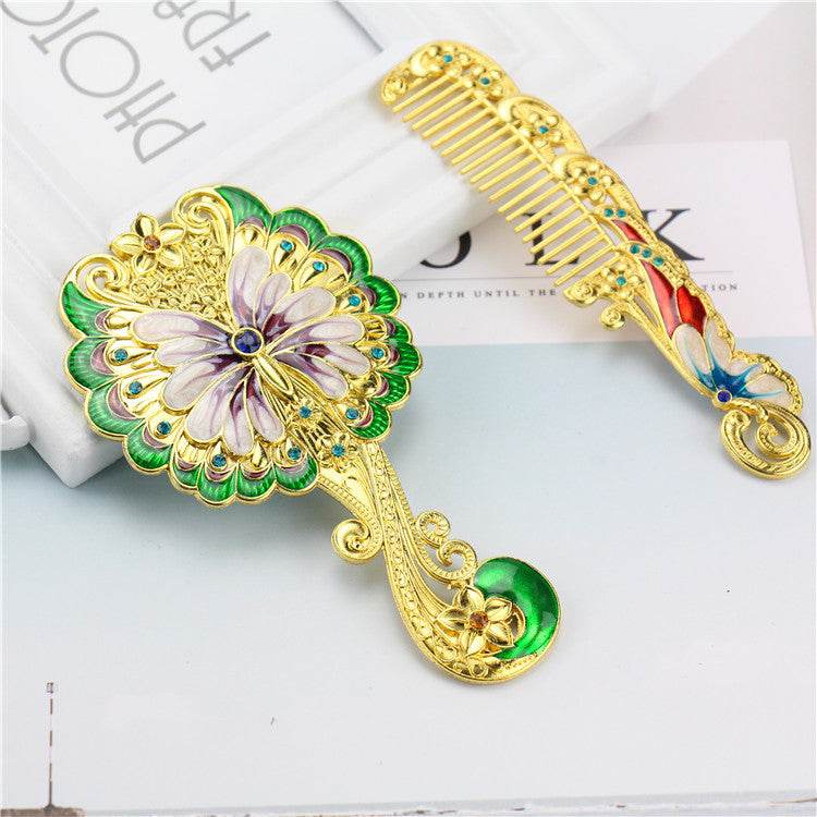 European Retro Butterfly Hand-hold Mirror Gift Set Portable Portable - Mubimart