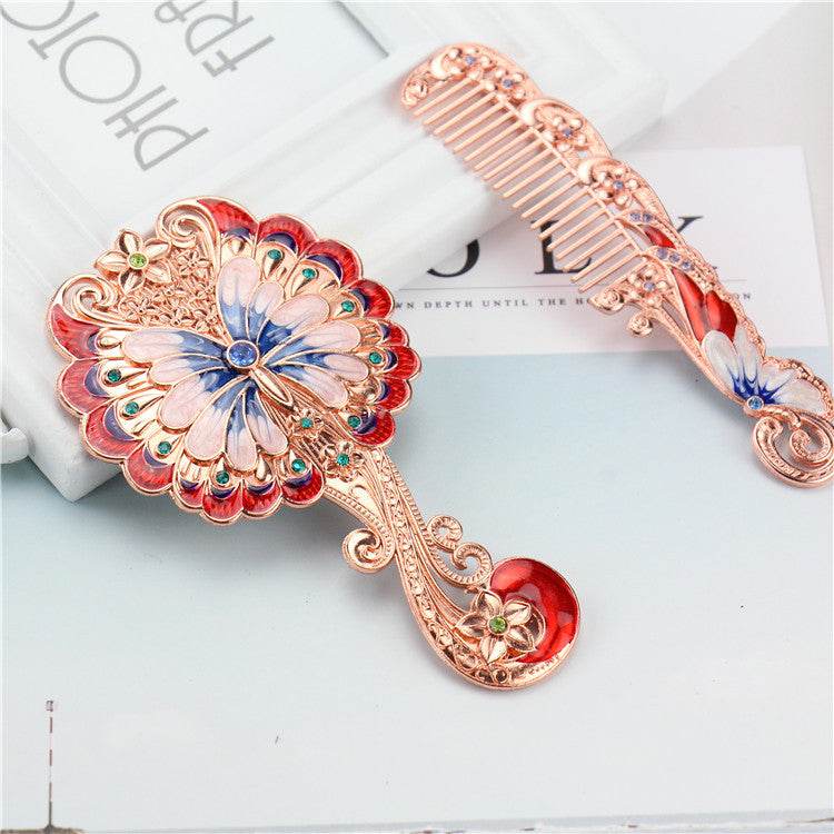 European Retro Butterfly Hand-hold Mirror Gift Set Portable Portable - Mubimart