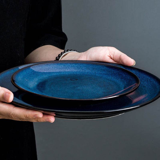 European-Style Ceramic Plate, Western Plate, Steak Plate, Disc Cake Plate, Pasta Plate, Breakfast Plate, Kiln Change Plate, Underglaze Tableware - Mubimart