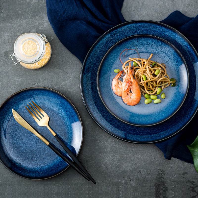European-Style Ceramic Plate, Western Plate, Steak Plate, Disc Cake Plate, Pasta Plate, Breakfast Plate, Kiln Change Plate, Underglaze Tableware - Mubimart