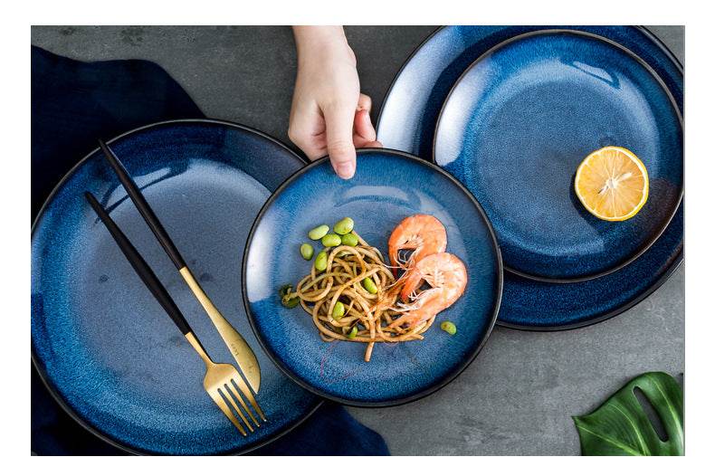 European-Style Ceramic Plate, Western Plate, Steak Plate, Disc Cake Plate, Pasta Plate, Breakfast Plate, Kiln Change Plate, Underglaze Tableware - Mubimart