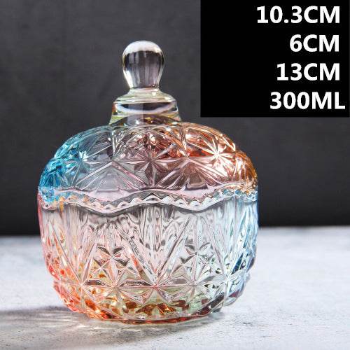 European Style Storage Jar Colorful Glass Candy Jar - Mubimart