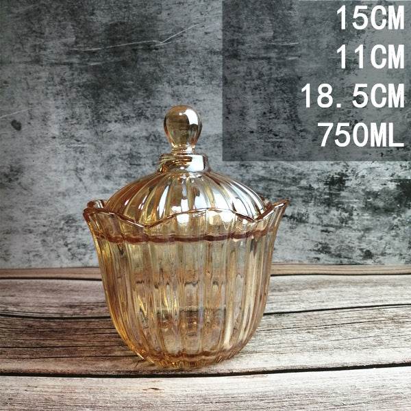 European Style Storage Jar Colorful Glass Candy Jar - Mubimart