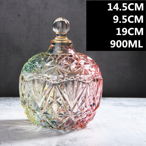 European Style Storage Jar Colorful Glass Candy Jar - Mubimart -  