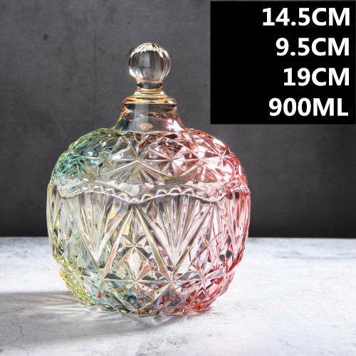 European Style Storage Jar Colorful Glass Candy Jar - Mubimart