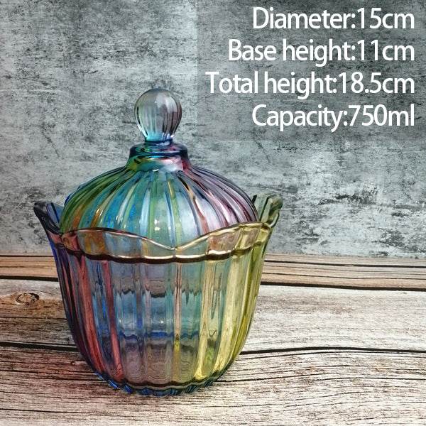 European Style Storage Jar Colorful Glass Candy Jar - Mubimart