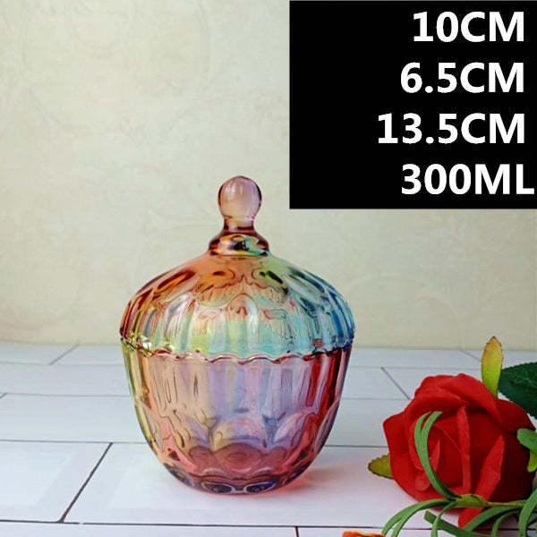 European Style Storage Jar Colorful Glass Candy Jar - Mubimart -  