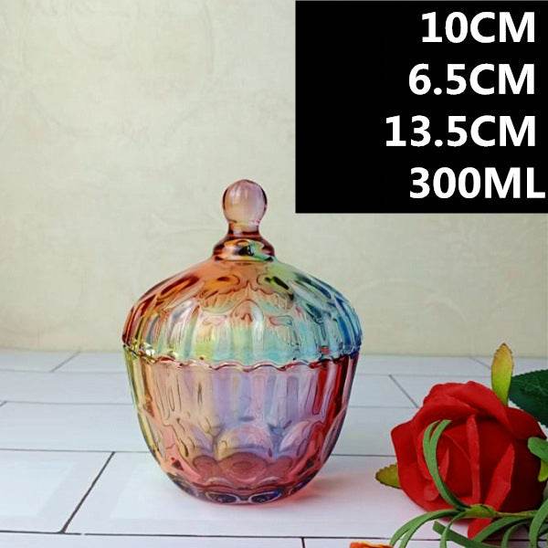 European Style Storage Jar Colorful Glass Candy Jar - Mubimart