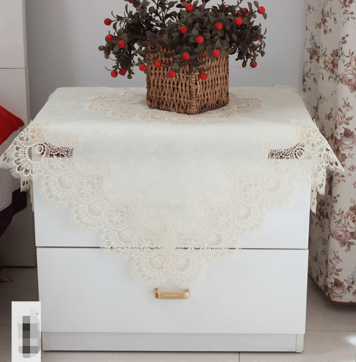 European fabric tablecloth tablecloth White cloth tablecloth tablecloth Lace round tablecloth cushion set - Mubimart