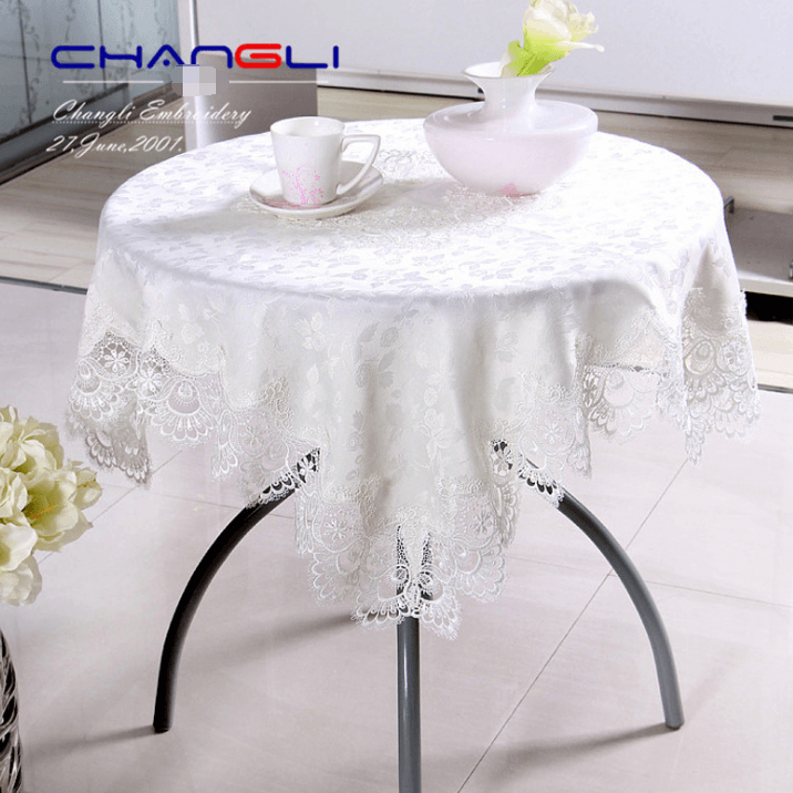 European fabric tablecloth tablecloth White cloth tablecloth tablecloth Lace round tablecloth cushion set - Mubimart