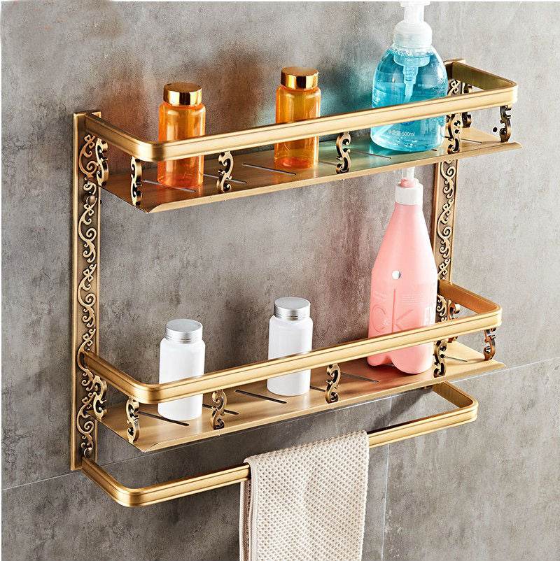 European style bathroom shelf double bathroom - Mubimart