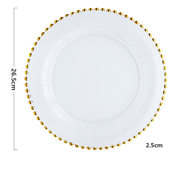 European-style plate Wobble plate plate Gold plated plate Glass beads Dot plate ceramic - Mubimart -  