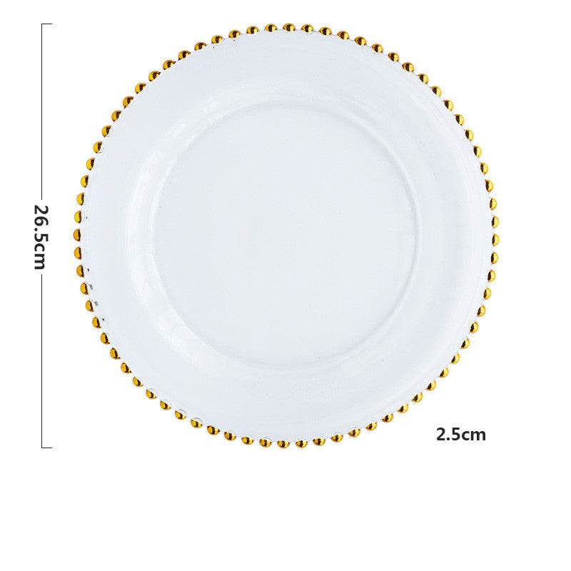 European-style plate Wobble plate plate Gold plated plate Glass beads Dot plate ceramic - Mubimart