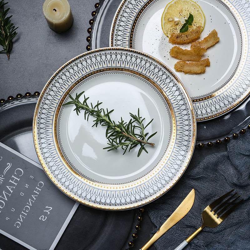 European-style plate Wobble plate plate Gold plated plate Glass beads Dot plate ceramic - Mubimart