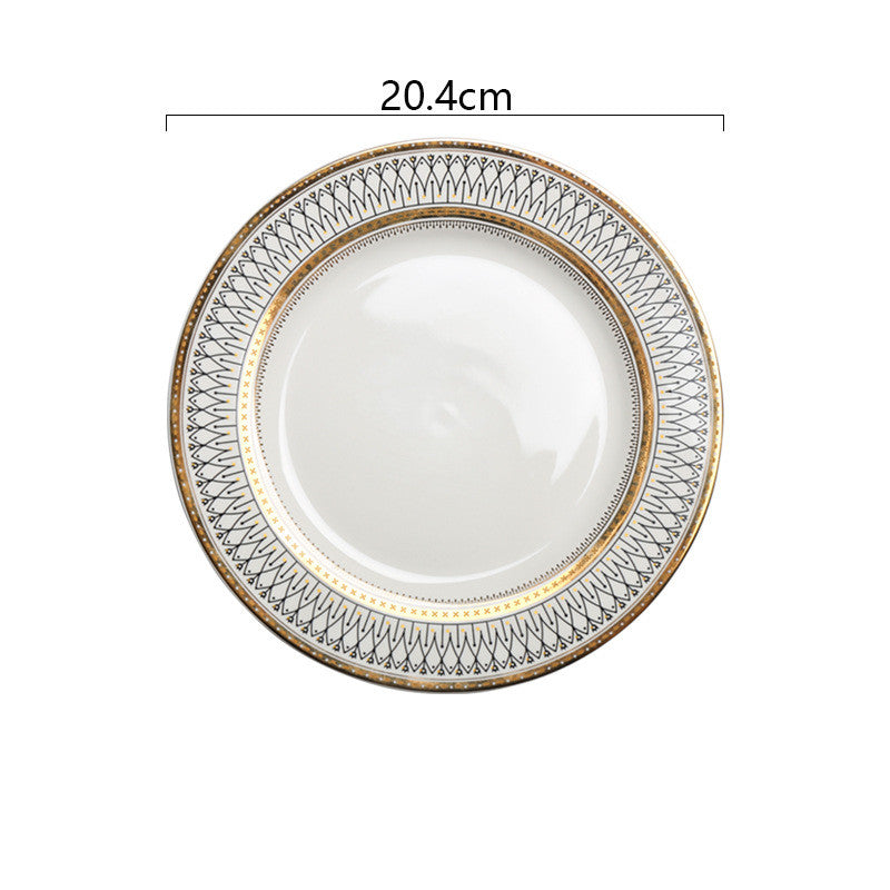 European-style plate Wobble plate plate Gold plated plate Glass beads Dot plate ceramic - Mubimart -  