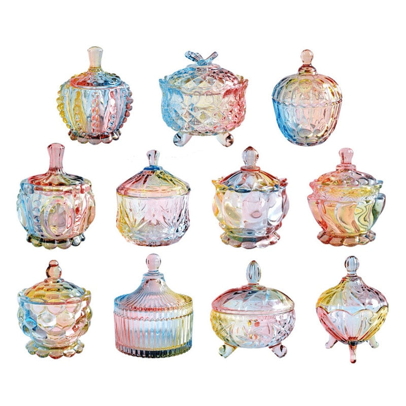 European style storage jar colorful glass candy jar - Mubimart - Cookie Jar 