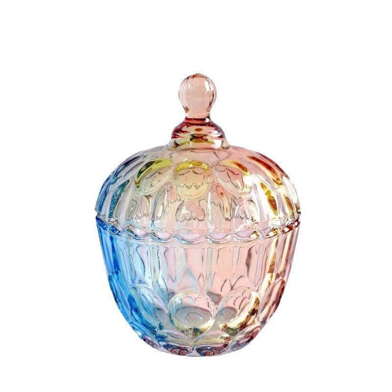 European style storage jar colorful glass candy jar - Mubimart