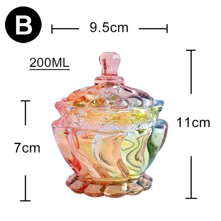 European style storage jar colorful glass candy jar - Mubimart