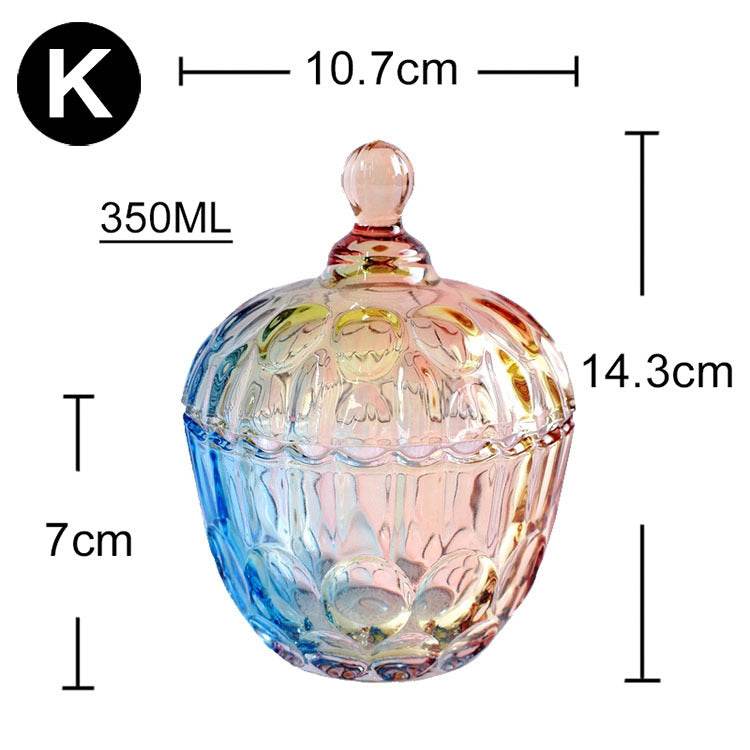 European style storage jar colorful glass candy jar - Mubimart