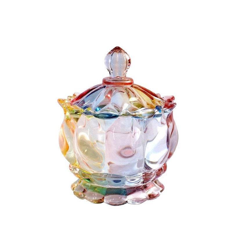 European style storage jar colorful glass candy jar - Mubimart
