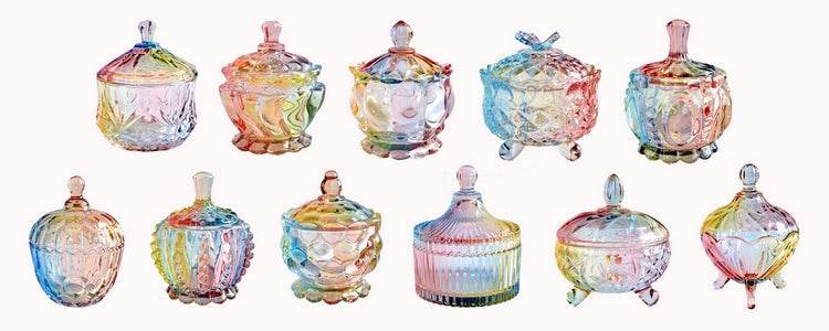 European style storage jar colorful glass candy jar - Mubimart
